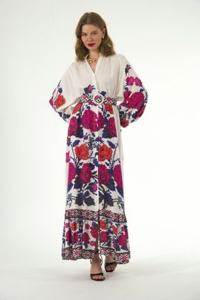 لباس صورتی زنانه پنبه (نخی) اورسایز آستین-بلند بیسیک کد 816210752