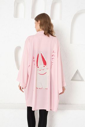 کیمونو و کافتان صورتی زنانه %100 پنبه NKCOLLECTİON - کد 839539969