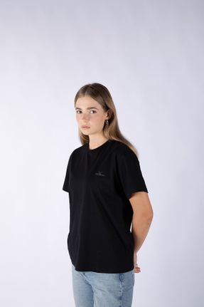 تی شرت مشکی زنانه ریلکس یقه گرد تکی پوشاک ورزشی کد 444306576