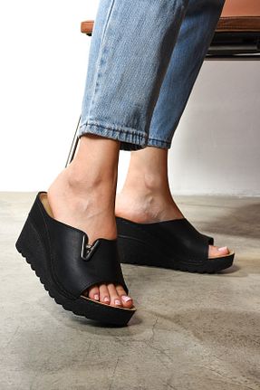 دمپائی مشکی زنانه چرم مصنوعی AlbiShoes - کد 840069466