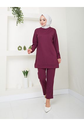 ست بالاتنه و پائین تنه حجاب بنفش زنانه رگولار VOLT CLOTHİNG - کد 840079912