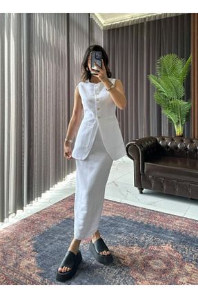 ست بالاتنه و پائین تنه سفید زنانه بافتنی My Blog - کد 840093990