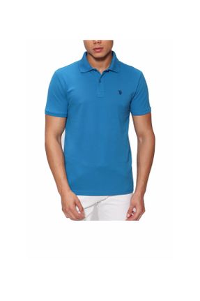 تی شرت آبی مردانه اسلیم فیت یقه پولو تکی کد 840113660