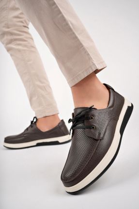 کفش کژوال قهوه ای مردانه چرم طبیعی پاشنه کوتاه ( 4 - 1 cm ) پاشنه ساده کد 836453753