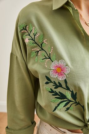 پیراهن سبز زنانه اورسایز Olalook - کد 840045814