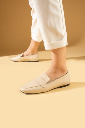 کفش آکسفورد بژ زنانه چرم طبیعی پاشنه متوسط ( 5 - 9 cm ) کد 833045747