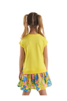 لباس زرد بچه گانه بافت طرح گلدار رگولار آستین-کوتاه کد 804007107