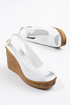 کفش پاشنه بلند پر سفید زنانه پاشنه بلند ( +10 cm) چرم مصنوعی پاشنه پلت فرم کد 269575760