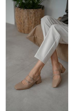 کفش پاشنه بلند کلاسیک بژ زنانه پاشنه ساده پاشنه متوسط ( 5 - 9 cm ) کد 817165212