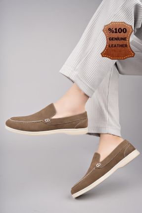 کفش کژوال بژ مردانه چرم طبیعی پاشنه کوتاه ( 4 - 1 cm ) پاشنه ساده کد 809954196