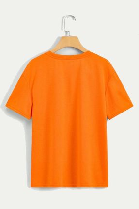 تی شرت نارنجی زنانه اورسایز یقه گرد کد 829285538