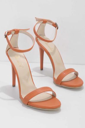 کفش مجلسی نارنجی زنانه چرم مصنوعی پاشنه کوتاه ( 4 - 1 cm ) پاشنه نازک کد 100436714