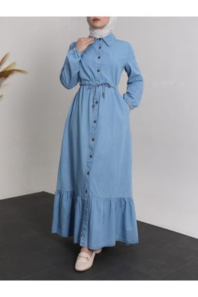 لباس آبی زنانه رگولار جین پنبه - پلی استر کد 778694713
