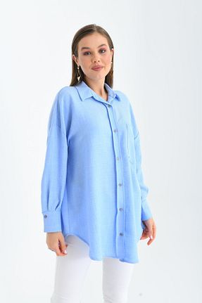 پیراهن آبی زنانه اورسایز Kiremit - کد 812079392