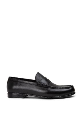 کفش لوفر مشکی مردانه چرم طبیعی پاشنه کوتاه ( 4 - 1 cm ) کد 808272436