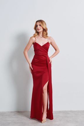 لباس قرمز زنانه بافتنی ساتن کد 834441821
