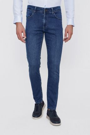 شلوار جین آبی مردانه پاچه تنگ فاق بلند جین اسلیم بلند کد 371087779