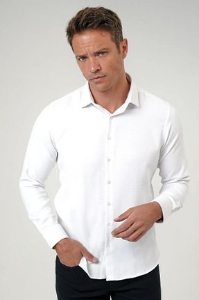 پیراهن سفید مردانه اسلیم فیت SÜVARİ - کد 840056296