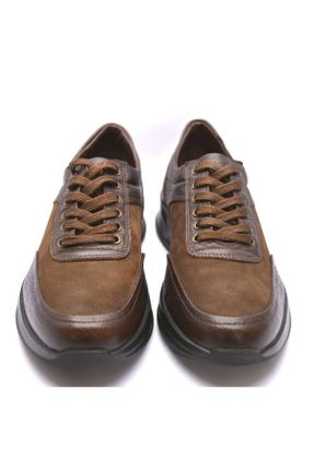 کفش اسنیکر قهوه ای مردانه چرم طبیعی بند دار نوبوک کد 823087021