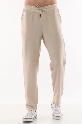 شلوار بژ مردانه پلی استر بافتنی پاچه رگولار فاق بلند فاق بلند کد 713575726