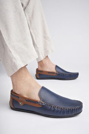کفش کژوال سرمه ای مردانه چرم مصنوعی پاشنه کوتاه ( 4 - 1 cm ) پاشنه ساده کد 277830441