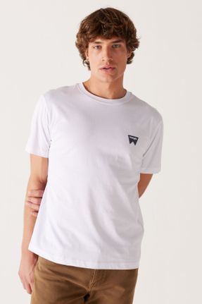 تی شرت سفید مردانه رگولار یقه گرد پنبه (نخی) کد 769594777