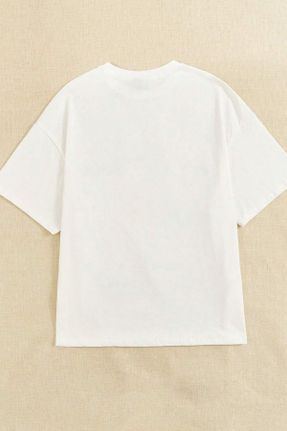 تی شرت سفید زنانه رگولار یقه گرد تکی کد 815176689
