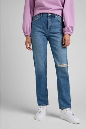 شلوار جین آبی زنانه پاچه کوتاه فاق بلند جین ساده کد 760013775