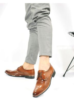 کفش کلاسیک قهوه ای مردانه چرم لاکی پاشنه کوتاه ( 4 - 1 cm ) کد 840098599
