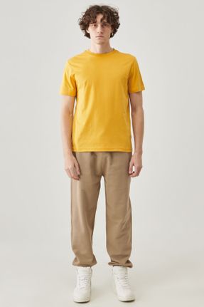 تی شرت زرد مردانه رگولار یقه خدمه پنبه (نخی) کد 797753222