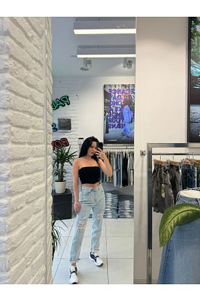 شلوار جین آبی زنانه پاچه ساده Aida Fashion - کد 840146561