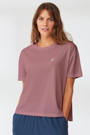 تی شرت صورتی زنانه رگولار یقه گرد مودال کد 835976845