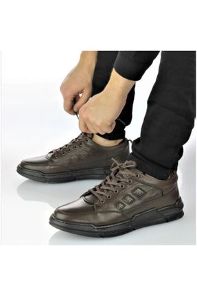 کفش کژوال خاکی مردانه چرم طبیعی پاشنه کوتاه ( 4 - 1 cm ) پاشنه ساده کد 817030805