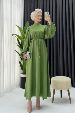 لباس سبز زنانه جین ساتن آسیمتریک کد 743214330