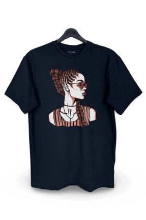 تی شرت مشکی زنانه راحت یقه گرد پنبه - پلی استر تکی کد 820759946