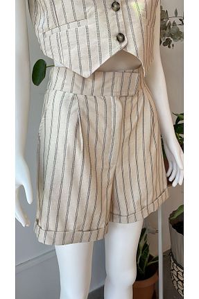 شلوارک و برمودا بژ زنانه فاق بلند Butik - کد 839814022