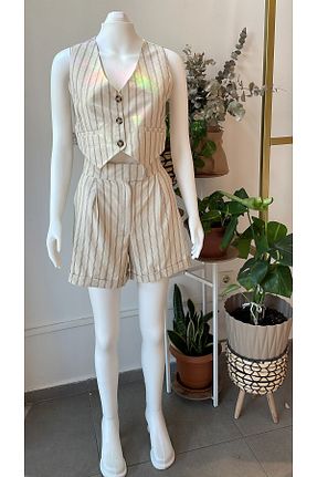 شلوارک و برمودا بژ زنانه فاق بلند Butik - کد 839814022
