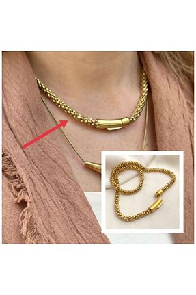 گردنبند استیل ( فولاد ) طلائی زنانه استیل (فولاد) RAHSHINE - کد 839883226
