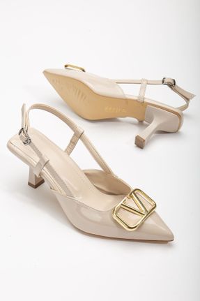 کفش پاشنه بلند کلاسیک بژ زنانه چرم مصنوعی پاشنه نازک پاشنه متوسط ( 5 - 9 cm ) کد 808477875
