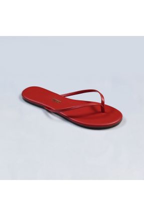 دمپائی قرمز زنانه چرم مصنوعی پاشنه ساده پاشنه کوتاه ( 4 - 1 cm ) کد 661586988