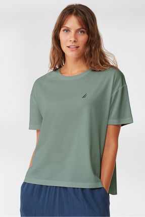 تی شرت سبز زنانه رگولار یقه گرد مودال کد 840148939