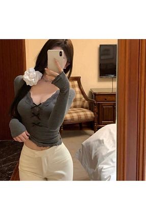 تی شرت طوسی زنانه رگولار کد 828057617