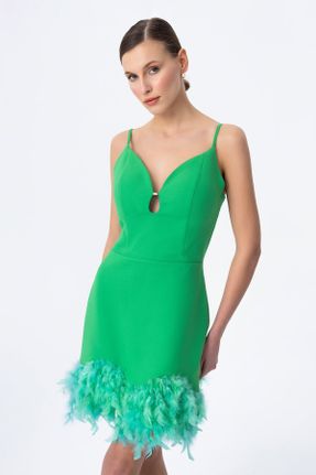 لباس سبز زنانه بافتنی اسلیم بند دار کد 819130682