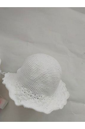 کلاه سفید بچه گانه پنبه ای TİNİMİNİ BABY GİYİM - کد 835097270