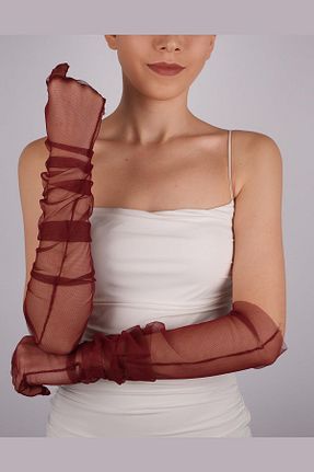 دستکش زرشکی زنانه پلی استر Hayalperest boncuk - کد 840405553