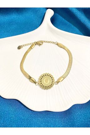 دستبند استیل (فولاد) طلائی زنانه استیل (فولاد) Felux Store - کد 835207630