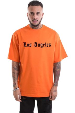 تی شرت نارنجی زنانه اورسایز پنبه - پلی استر کد 748213865
