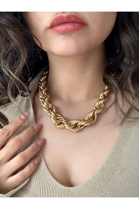 گردنبند جواهر طلائی زنانه استیل ضد زنگ کد 798234993