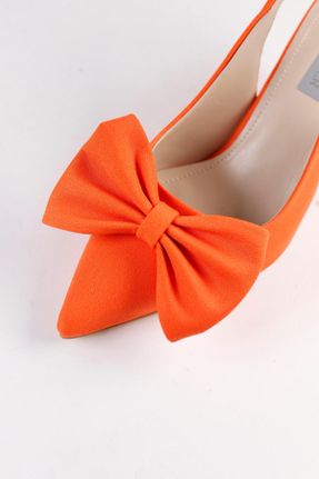 کفش پاشنه بلند کلاسیک نارنجی زنانه ساتن پاشنه ساده پاشنه کوتاه ( 4 - 1 cm ) کد 822699831