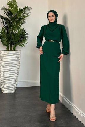 لباس مجلسی سبز زنانه آستین استاندارد رگولار کد 825910077